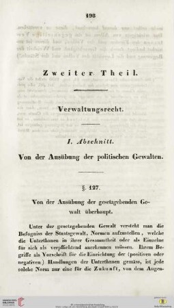 Zweiter Theil: Verwaltungsrecht