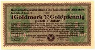 Geldschein / Notgeld, Dollar (USD), 4,20 Goldmark, 1.12.1923