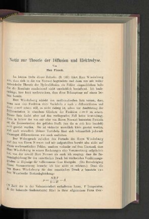 Notiz zur Theorie der Diffusion und Elektrolyse.