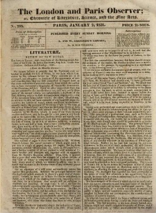 The London and Paris observer : or chronicle of literature, science, and the fine arts. 7. 1831