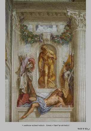 Villa Emo; Mittelsaal : Neptun als gemalte Nischenfigur