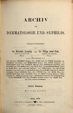 Archiv für Dermatologie und Syphilis : Kongressorgan d. Deutschen Dermatologischen Gesellschaft. 2. 1870