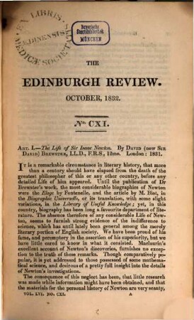 The Edinburgh review, or critical journal. 56. 1832/33 (1833)