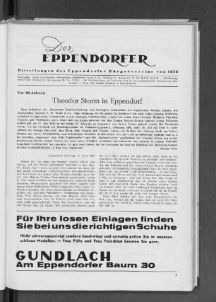 Vor 90 Jahren Theodor Storm in Eppendorf