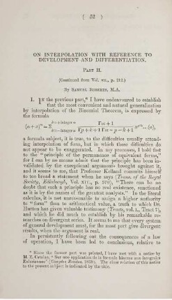 On interpolation with reference to development and differentiation.