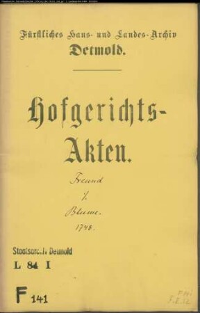 Freund, Konduktor zu Maspe gegen Regierungsrat Blume - Schuldforderung