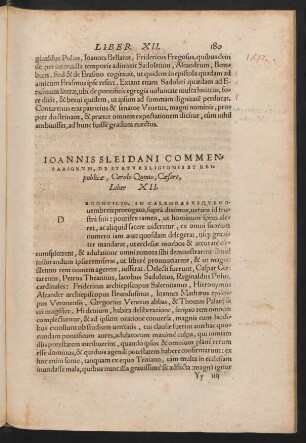 Ioannis Sleidani Commentariorum ... Liber XII.