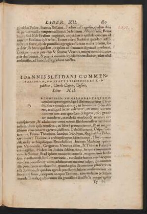 Ioannis Sleidani Commentariorum ... Liber XII.