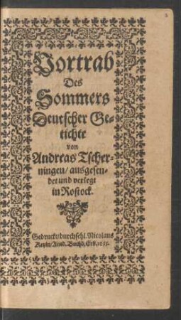 Vortrab Des Sommers Deutscher Getichte