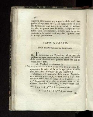Capo Quarto. Delle Trasformazioni in particolare.