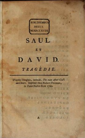 Saul et David : tragédie en cinq actes