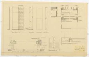 1. Kirche Christi Wissenschafter, Karlsruhe: Einbauelemente Kellergeschoss: Ansichten, Schnitte, Details 1:10, 1:1