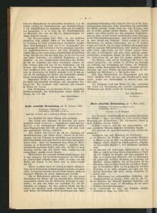 Vierte ordentliche Versammlung am 8. März 1884