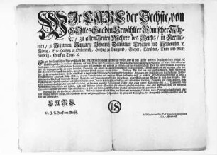 Mandat Kaiser Karls VI. wegen Störung einer Prozession in Hildesheim