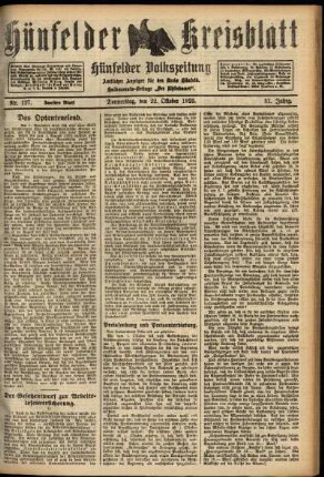 Zweite Ausgabe vom Donnerstag, den 22. Oktober 1925.