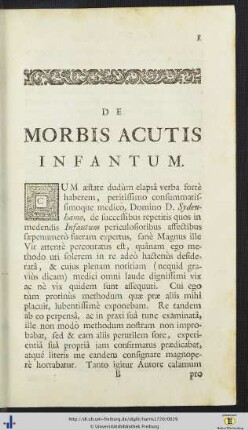 De Morbis Acutis Infantum.