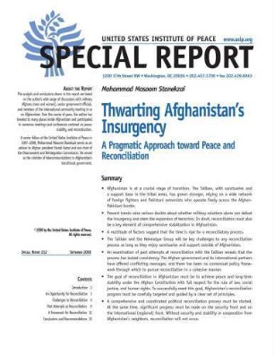 Thwarting Afghanistanś insurgency . a pragmatic approach toward peace and reconciliation