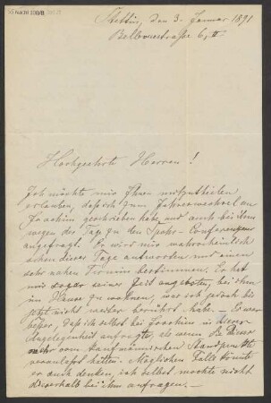 Brief an B. Schott's Söhne : 03.01.1891