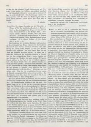 444-446 [Rezension] Weber, Hans Emil, Der Einfluss der protestantischen Schulphilosophie auf die orthodox-lutherische Dogmatik