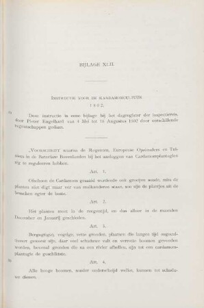 Bijlage XLII. Instructie voor de kardamomcultuur, 1802
