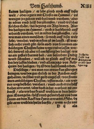 Ein Christliche Predig, Was vom Heilthumb, so im Papstum[m] in so grossen ehren, zuhalten sey, Vnd Ob ain frommer Christ mit gůttem gewissen, zů disem oder jaenem Heiligen walfarten gehen künde