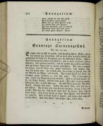 Evangelium am Sonntage Quinquagesimä. - Evangelium am Sonntage Invocavit.