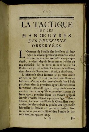 La Tactique et Les Manœuvres Des Prussiens Observées.