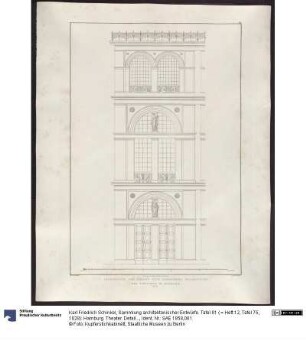 Sammlung architektonischer Entwürfe. Tafel 81 ( = Heft 12, Tafel 75, 1828): Hamburg. Theater. Detail des Äußeren