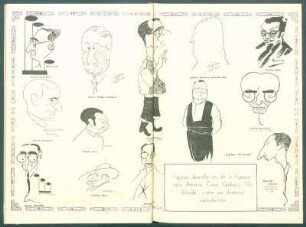 Figuras descollantes de la Agrupación Artística Coral Gallega, "De Ruada", vistas por diversos caricaturistas