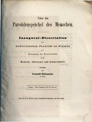 Ueber den Parotidenspeichel des Menschen : (Inaug. Diss.)