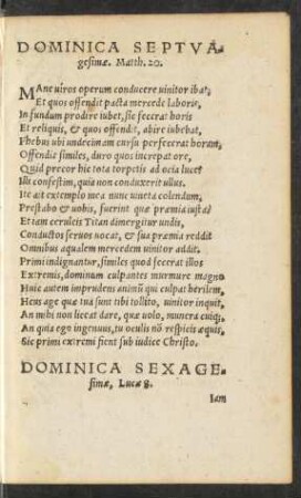 Dominica Sexagesimae ...