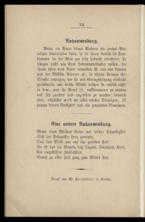 Nutzanwendung / Eine andere Nutzanwendung