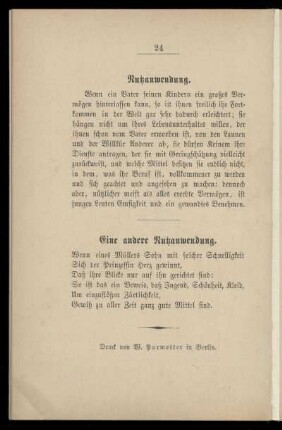 Nutzanwendung / Eine andere Nutzanwendung