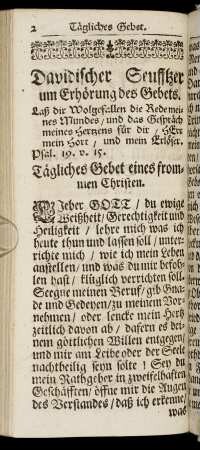 Davidischer Seufftzer um Erhörung des Gebets. - Danck-Seufftzer zu Gott/ für allerley Wohlthaten.