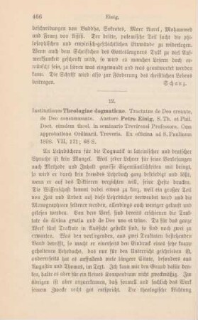 466-467 [Rezension] Einig, Peter, Tractatus de deo creante