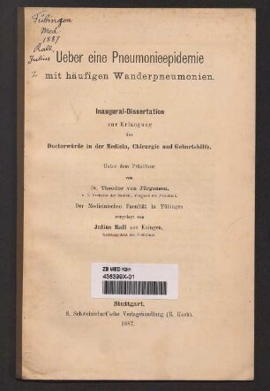Ueber eine Pneumonieepidemie mit häufigen Wanderpneumonien