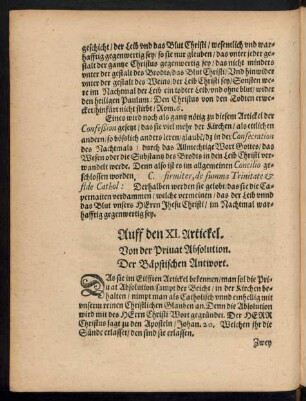 Auff den XI. Artickel.