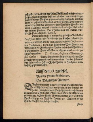 Auff den XI. Artickel.