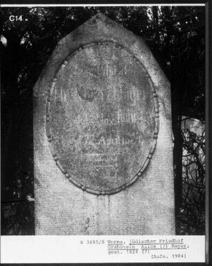 Grabstein von Alice? Mayer (gestorben 1824?)