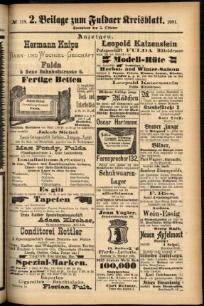 Dritte Ausgabe vom Samstag, den 05. Oktober 1901.