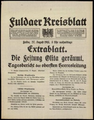 Ausgabe vom Freitag, den 27. August 1915.