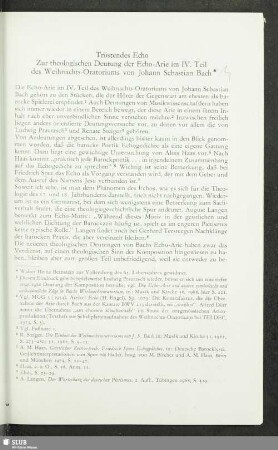 Tröstendes Echo : zur theologischen Deutung der Echo-Arie im IV. Teil des Weihnachts-Oratoriums von Johann Sebastian Bach