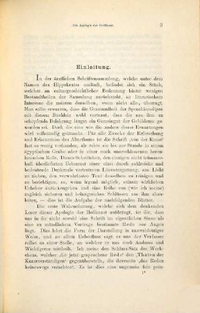 Die Apologie der Heilkunst : eine griechische Sophistenrede des fünften vorchristlichen Jahrhunderts