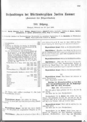 199. Sitzung, Stuttgart, 23.6.1909