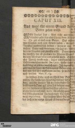 Caput XIII. Aus was für einem Grund das Betten gehen müsse.