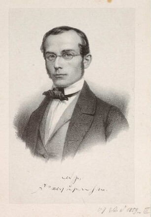 Porträt Robert Fischer : Foto-/Bildersammlung Stenografische Sammlung. Porträt Robert Fischer. Lithographie (um 1859). Dresden: SLUB P a 0958