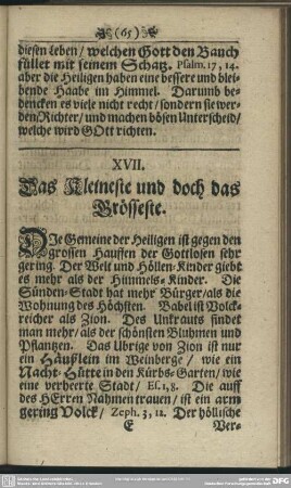 XVII. Das Kleineste und doch das Grösseste