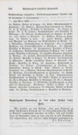 264 Nachträgliche Bemerkungen zu dem neuen Katechismusentwurf