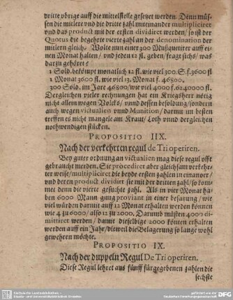 Propositio IX. Nach der duppeln Regul De Tri operiren.