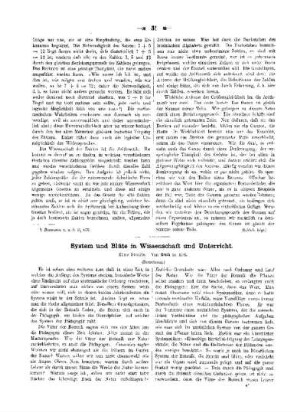 System und Blüte in Wissenschaft und Unterricht : eine Studie ; (Fortsetzung)